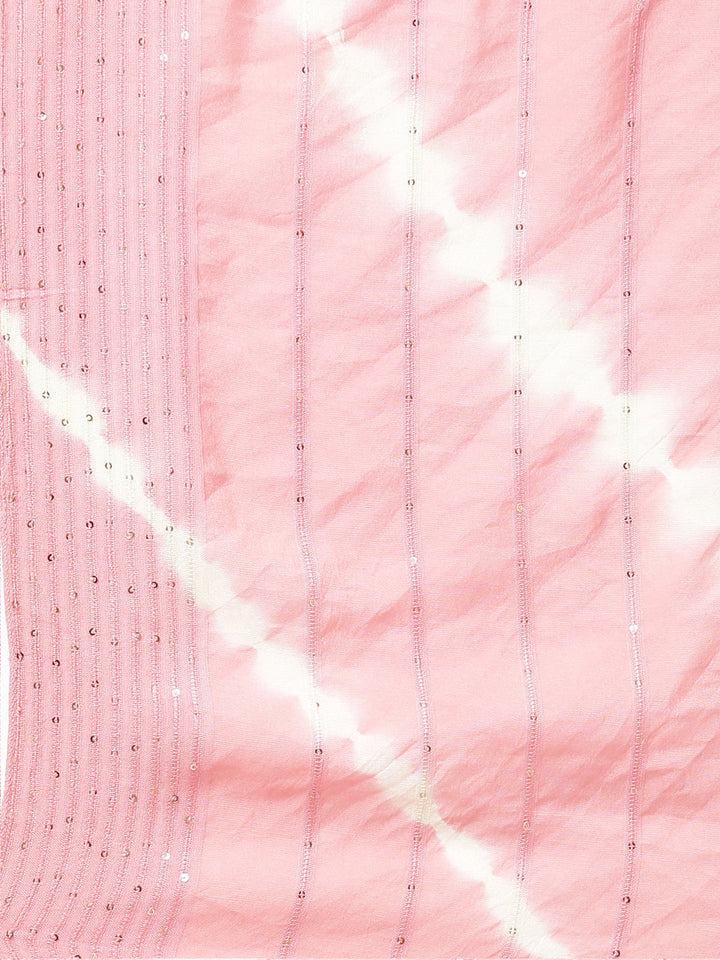 Neerus Pink Embroidered Kurta Set with Trouser and Dupatta - detail view 4