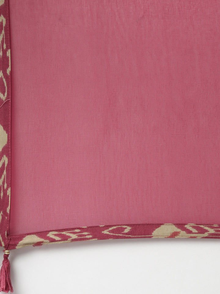 Neerus Pink Embroidered Kurta Set with Trouser and Dupatta - detail view 4