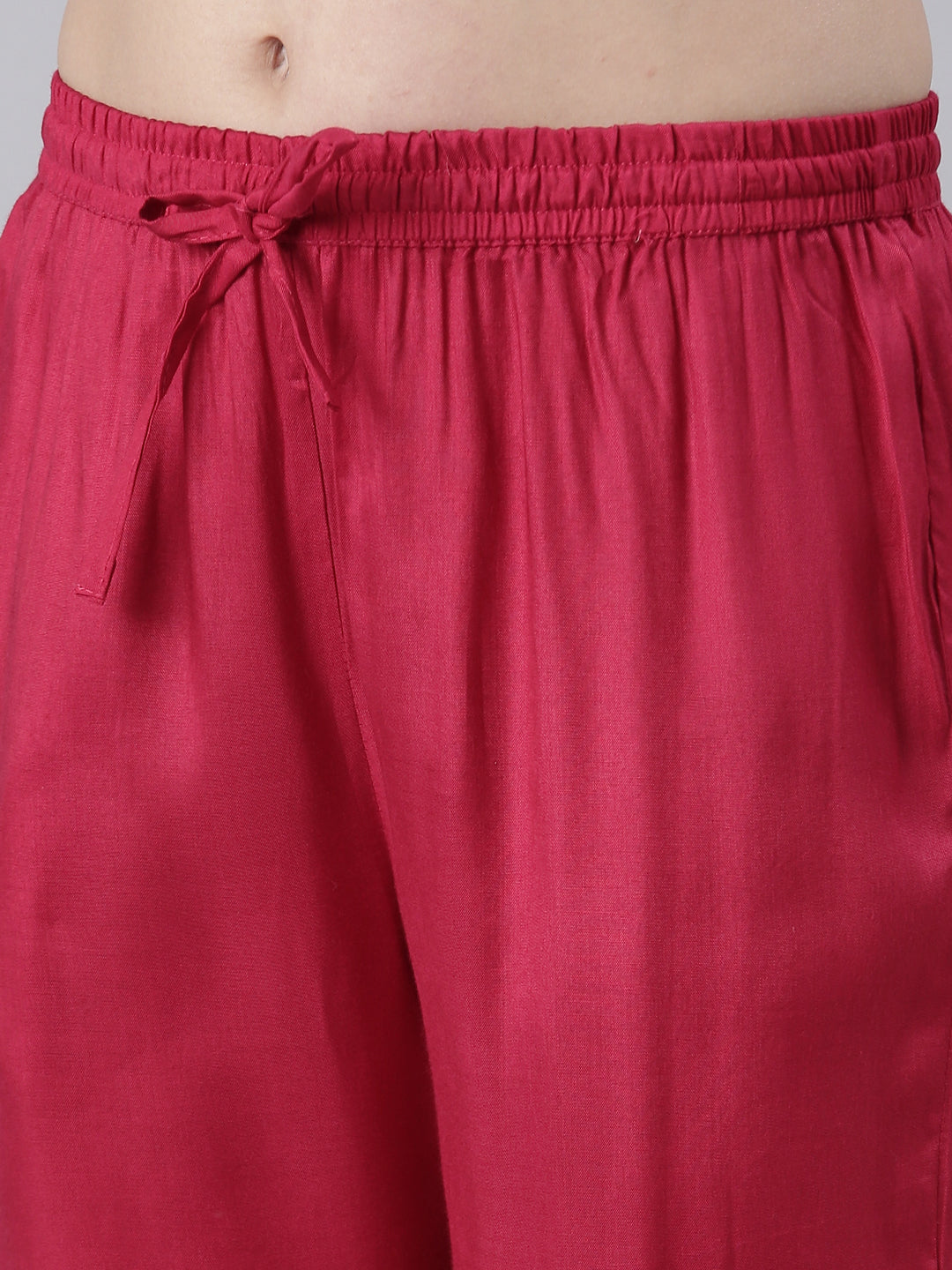 Neerus Pink embroidered kurta set with trouser and dupatta - detail view 3