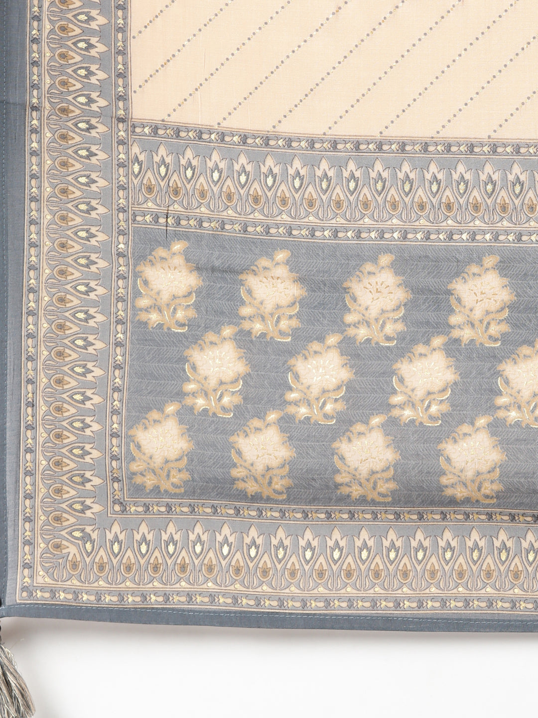 Neerus Grey solid straight kurta set with trouser and dupatta - detail view 4