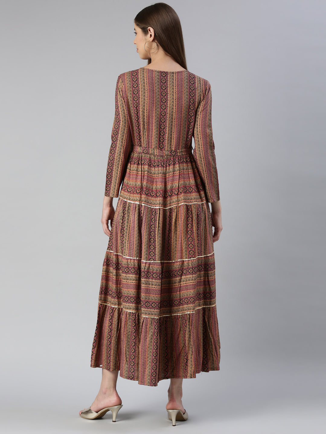 Neerus Multi printed maxi dress - side view