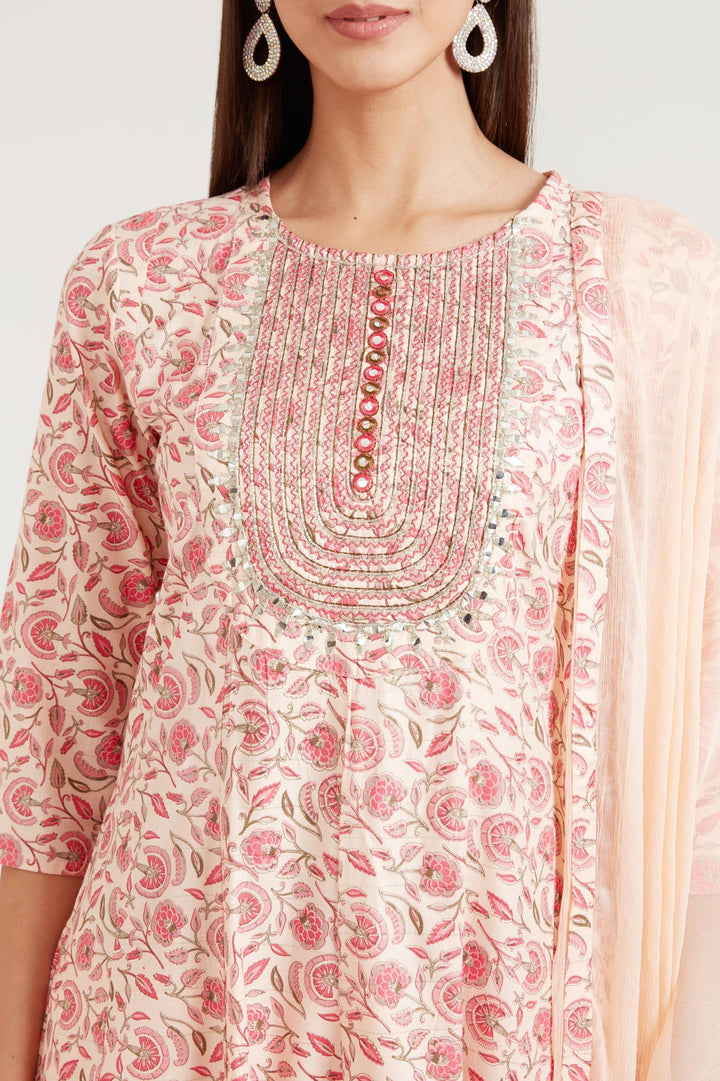 Neerus Orange cotton suit set - side view