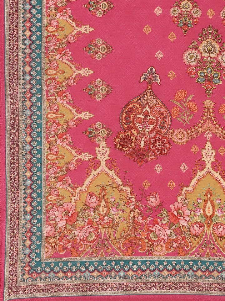 Pink Crepe Floral Digital Print Three Piece Set