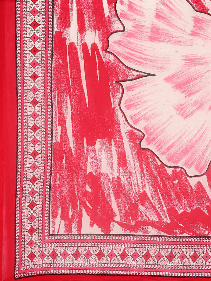 Rani Pink Dola Silk Digital Print Three Piece Set