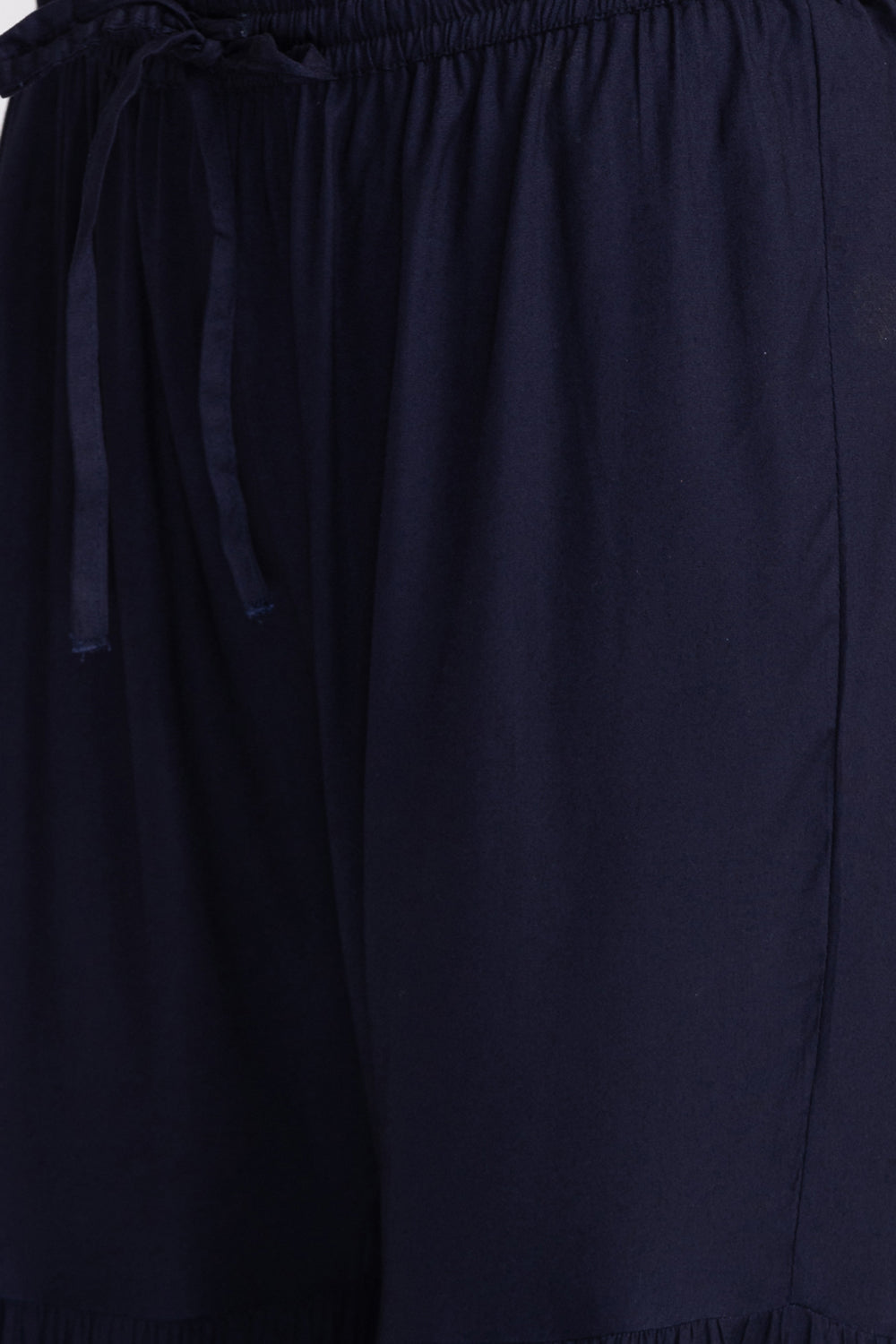 Neerus Blue georgette embellished kurta sharara set - detail view 3
