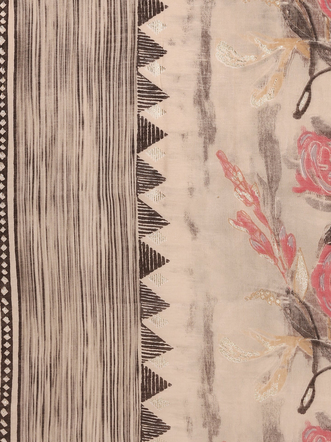 Neerus Beige modal digital printed suit set - detail view 4