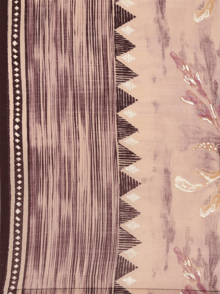 Lavender Modal Silk Floral Digital Print Three Piece Set