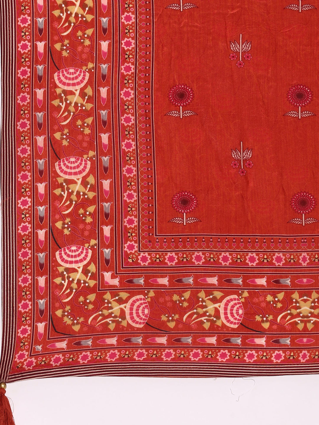 Neerus Orange silk digital printed suit set - detail view 4