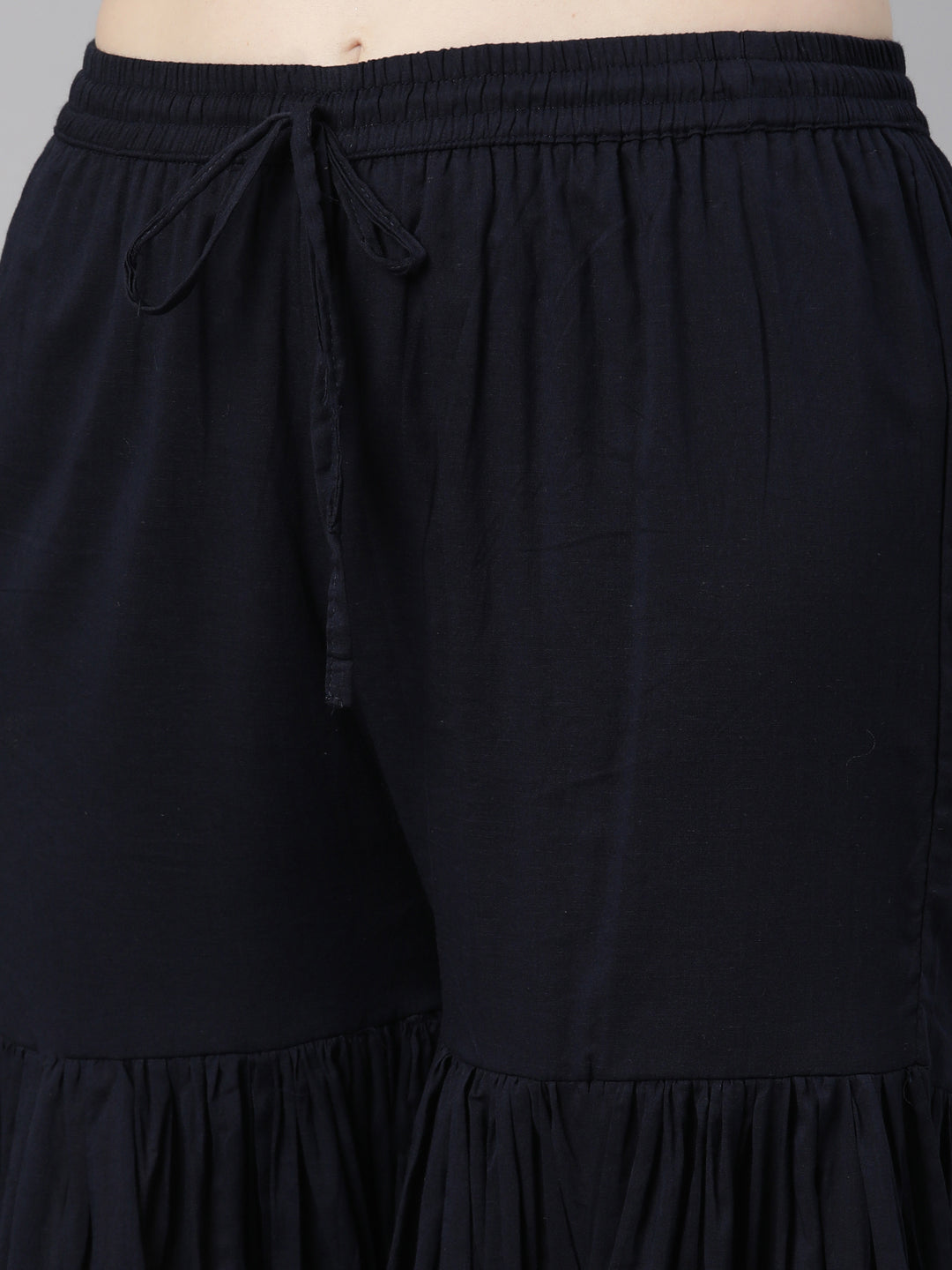 Neerus Blue cotton anarkali sharara set - detail view 3