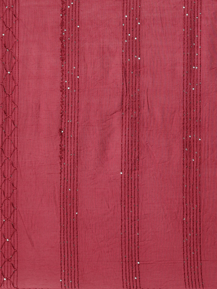 Neerus Maroon embroidered straight kurta set - detail view 4