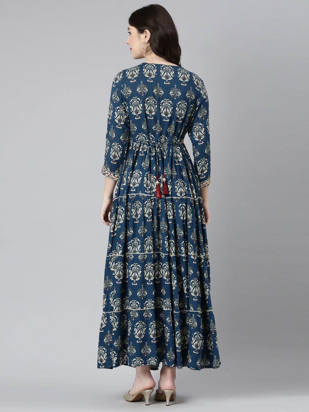 Neerus Blue printed straight dress - side view