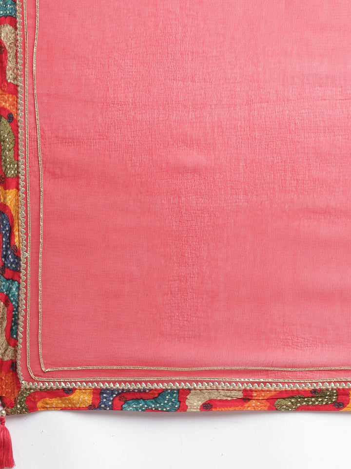 Neerus Multi Printed Straight Kurta and Palazzos With Dupatta