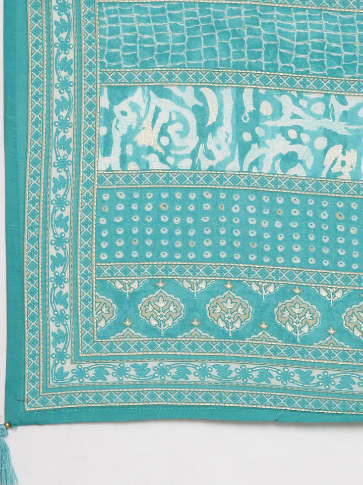 Neerus Green modal printed suit set - detail view 5