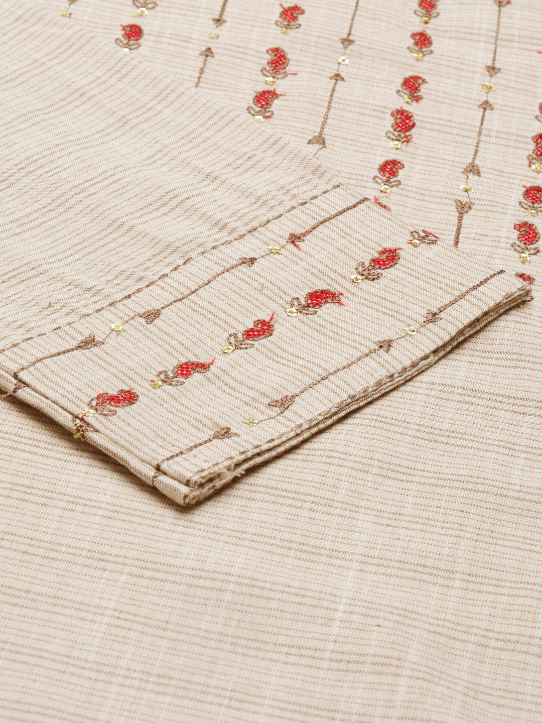 Neerus Beige cotton solid kurti - detail view 4