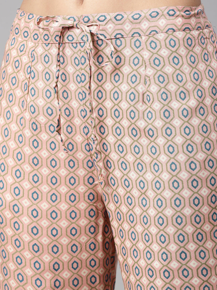 Neerus Pink viscose rayon printed kurti - detail view 6