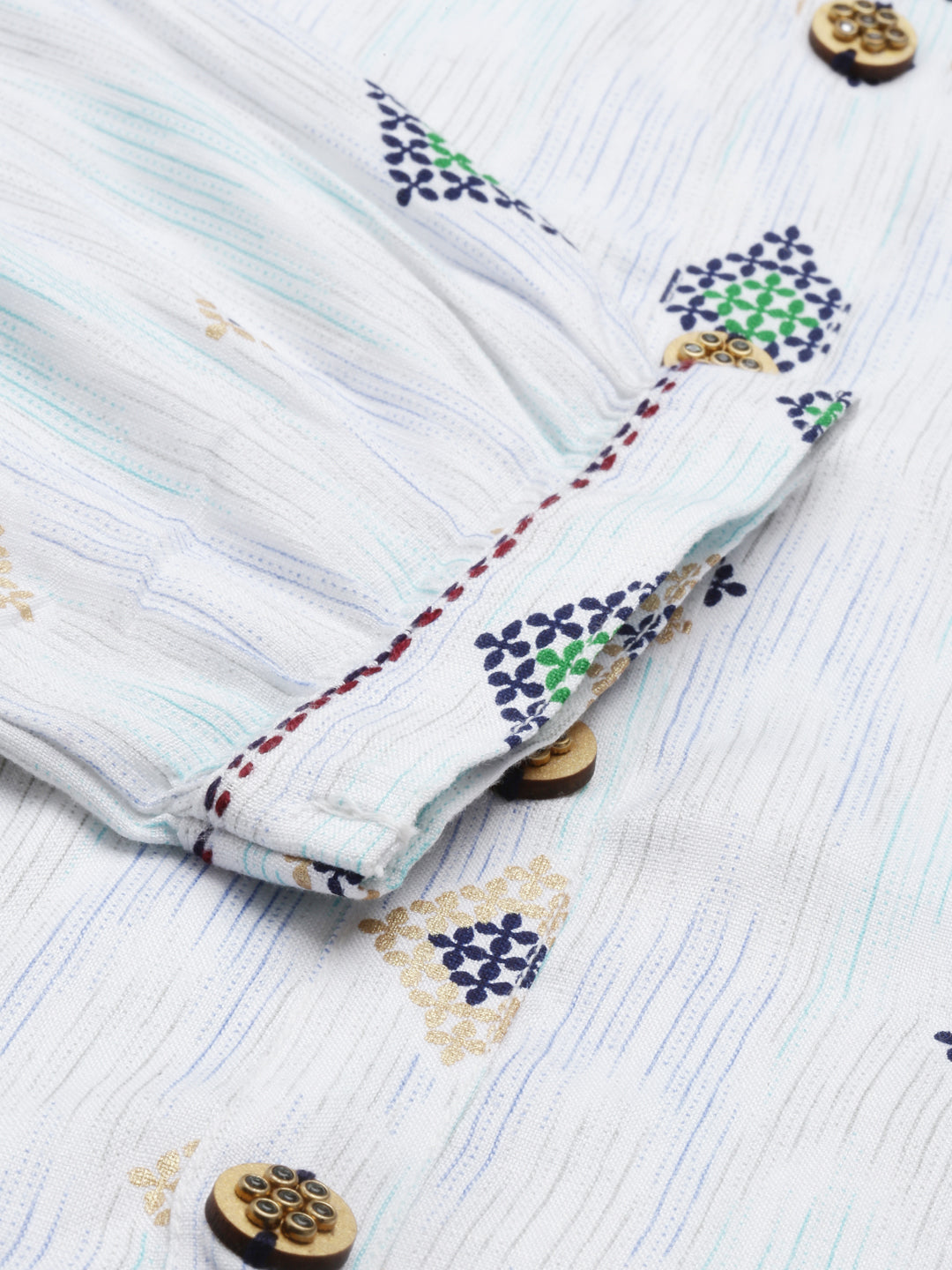Neerus Blue Viscose Rayon Printed Kurti Geometric Straight - detail view 4