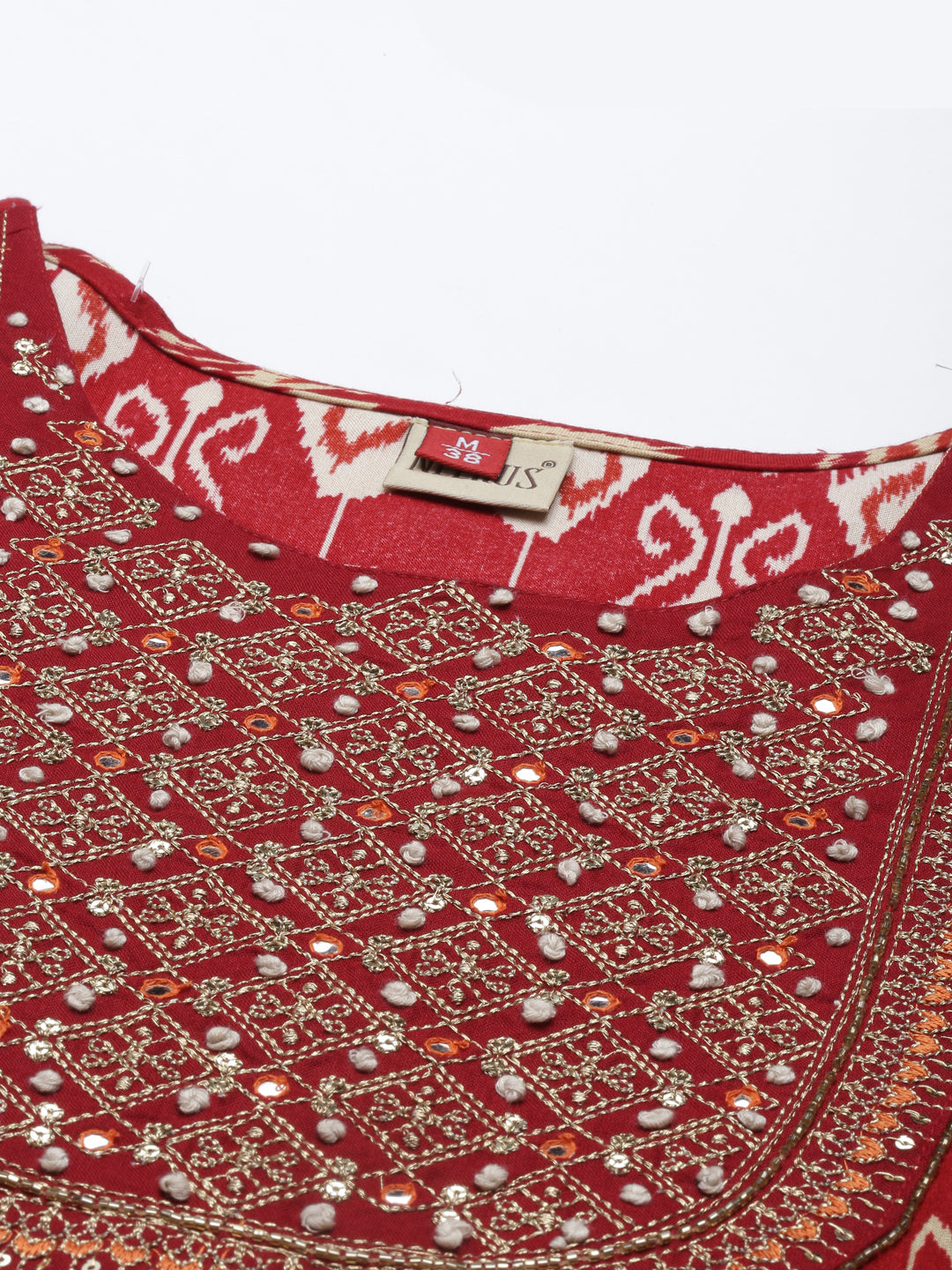 Neerus Maroon rayon solid kurti - back view