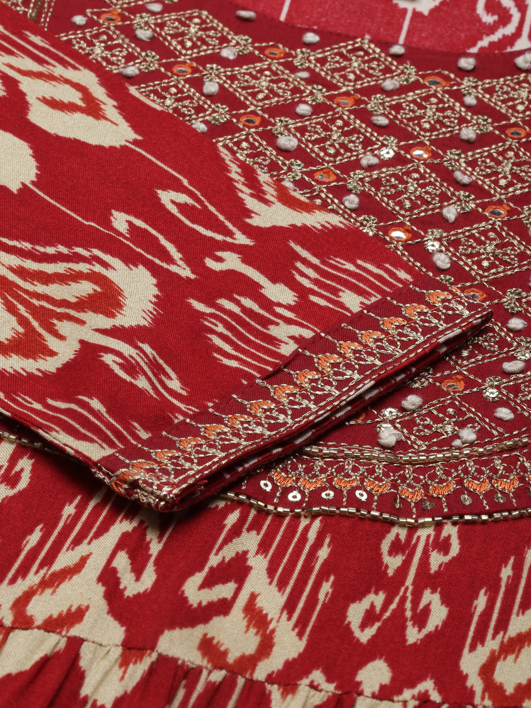 Neerus Maroon rayon solid kurti - detail view 4