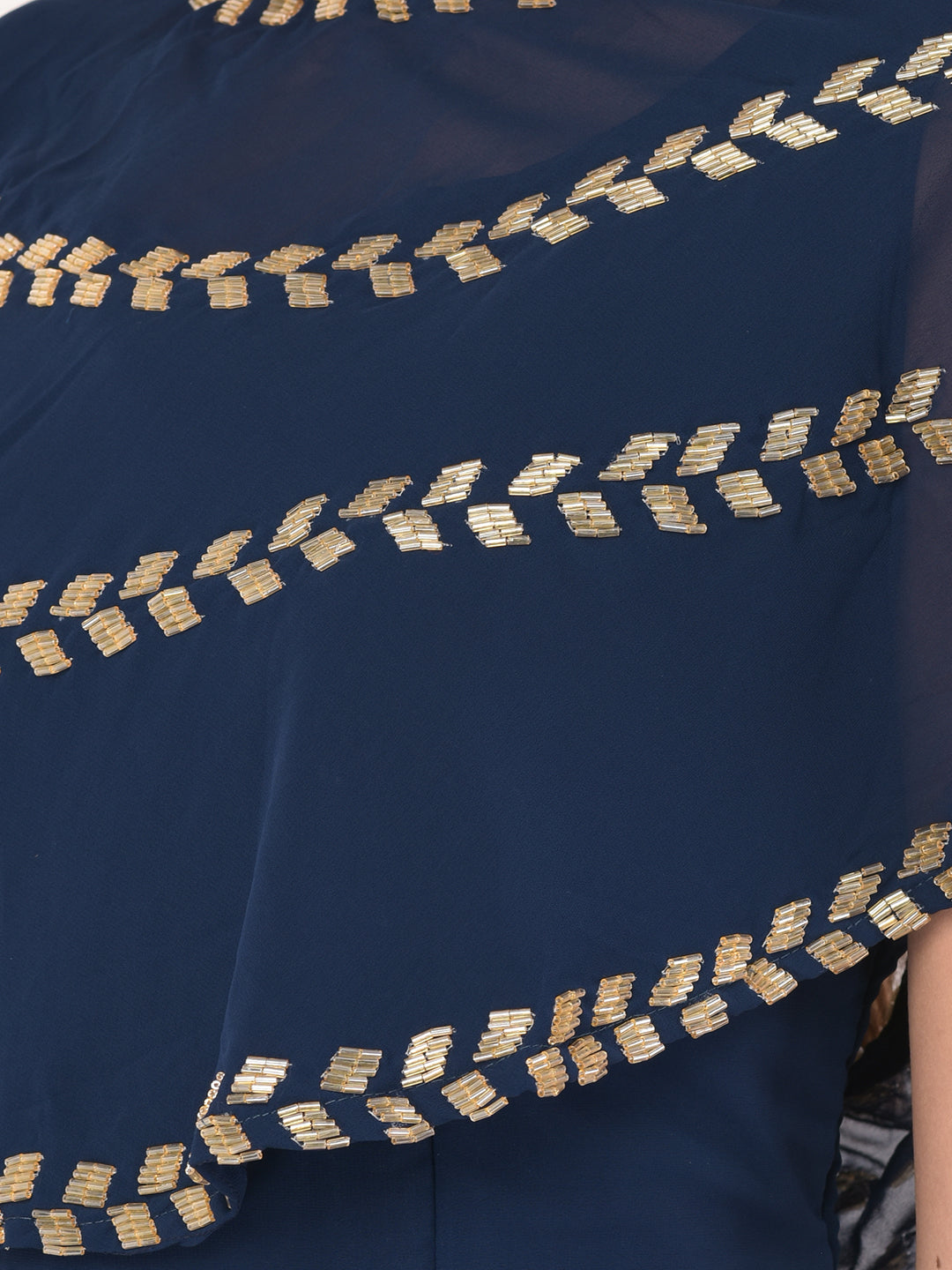 Neerus Blue Georgette Embellished Lehenga Set - detail view 3