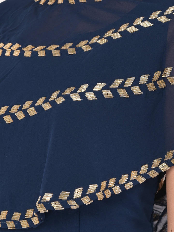 Neerus Blue Georgette Embellished Lehenga Set - detail view 3