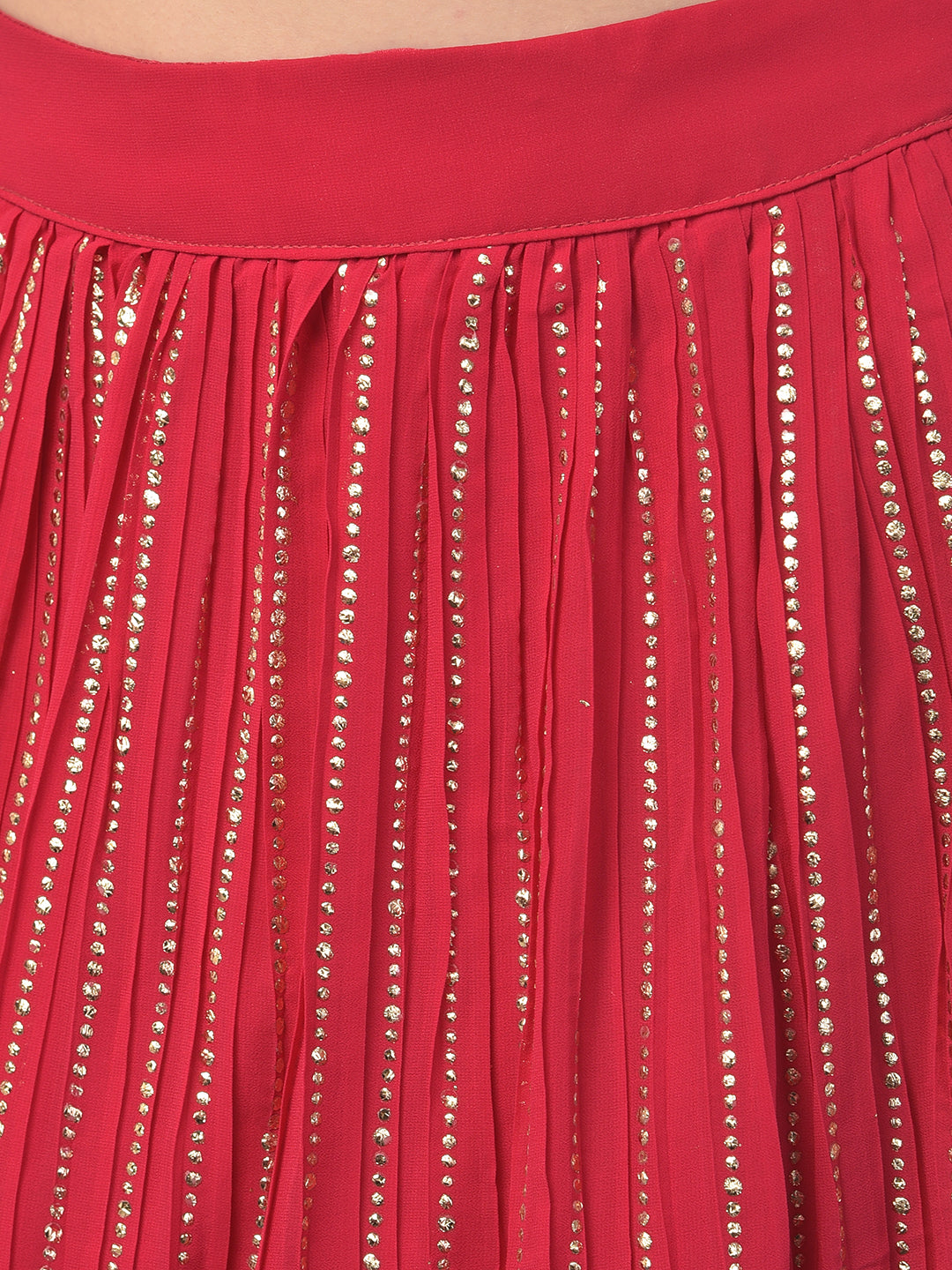 Neerus Pink Georgette Embellished Lehenga Set - side view