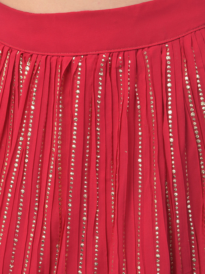 Neerus Pink Georgette Embellished Lehenga Set - side view
