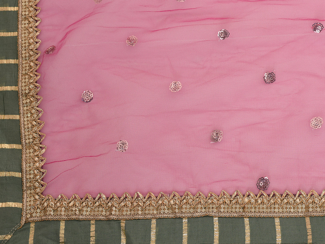 Neerus Green Georgette Maxi Gown - detail view 1