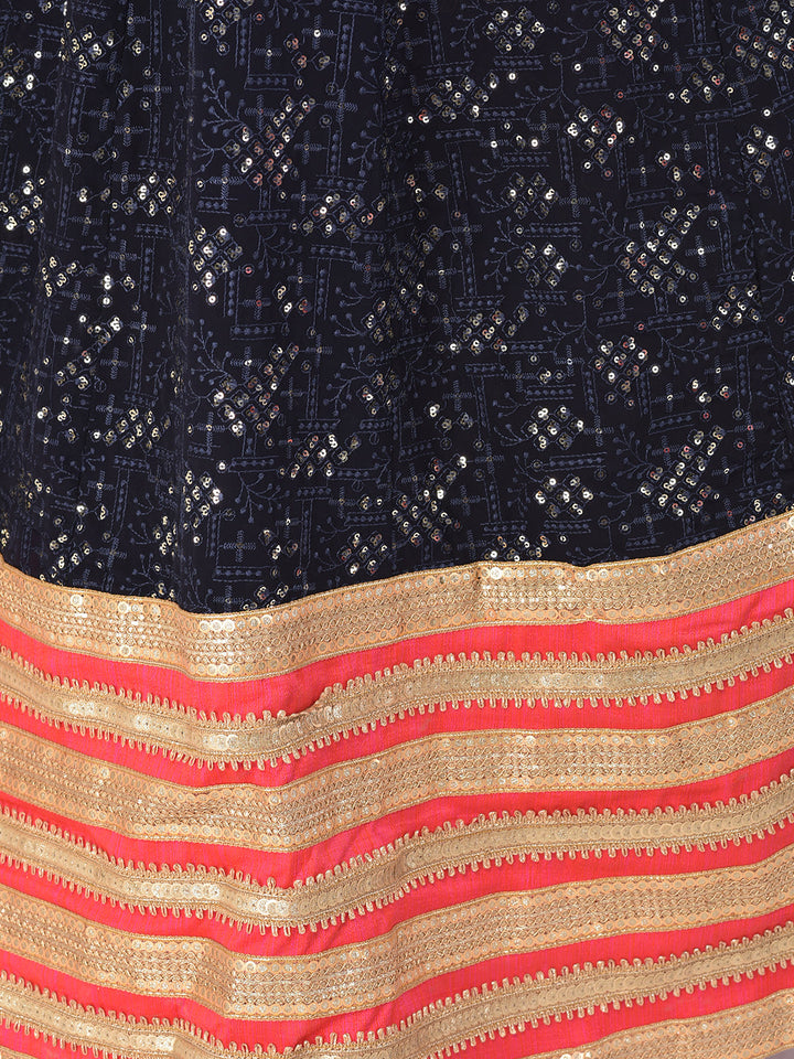Neerus Blue georgette maxi gown - detail view 4