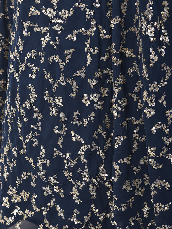Neerus Blue Georgette Embellished Lehenga Set - detail view 1