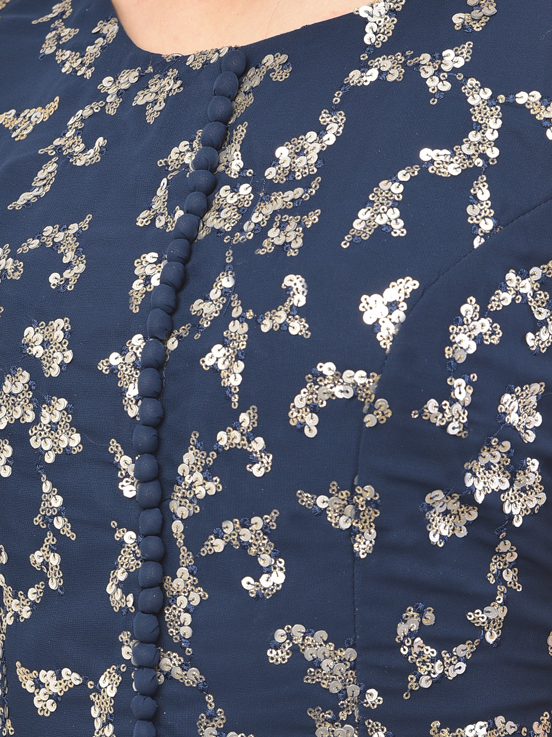 Neerus Blue Georgette Embellished Lehenga Set - detail view 4
