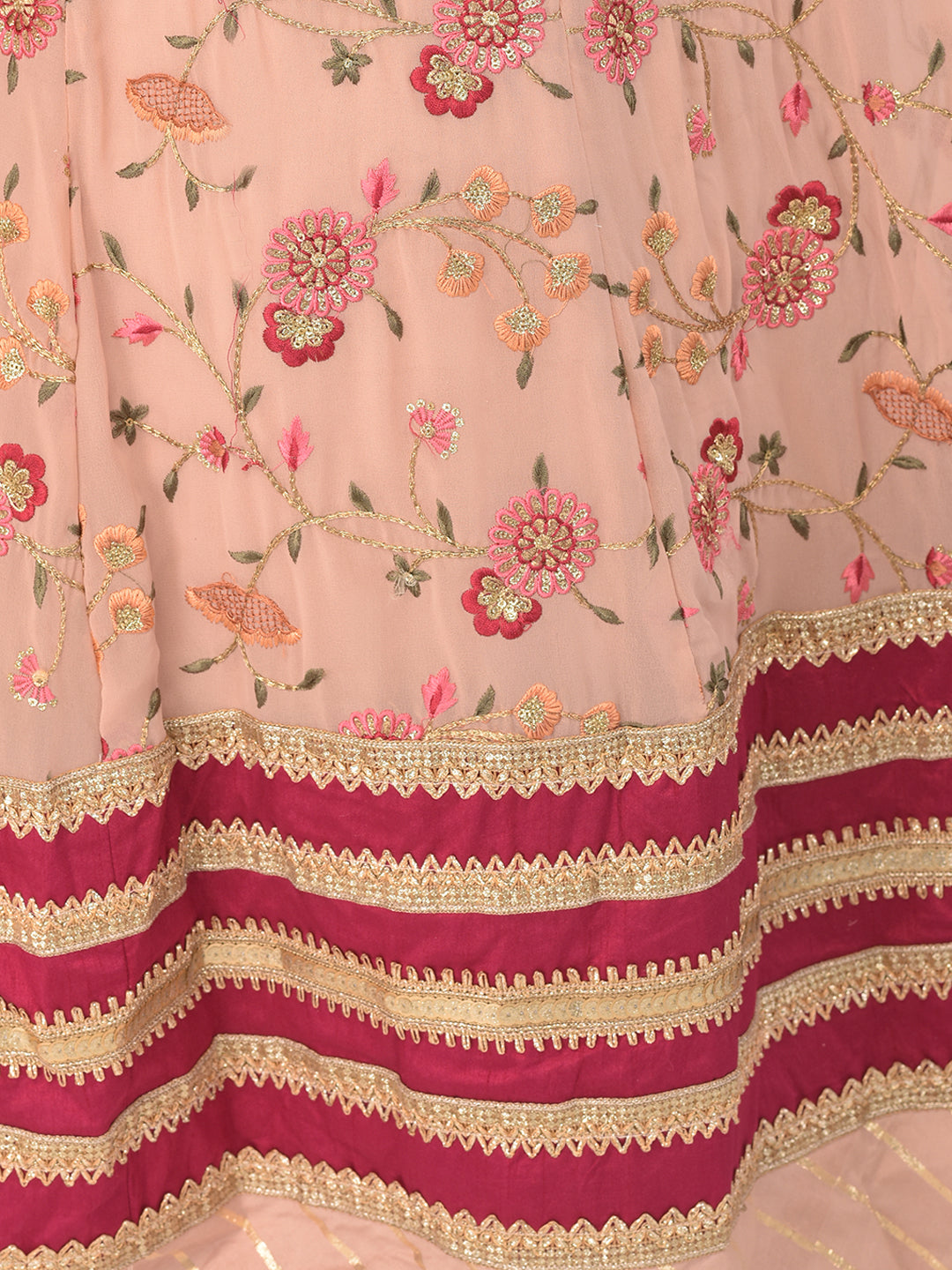 Neerus Beige georgette solid gown - detail view 4
