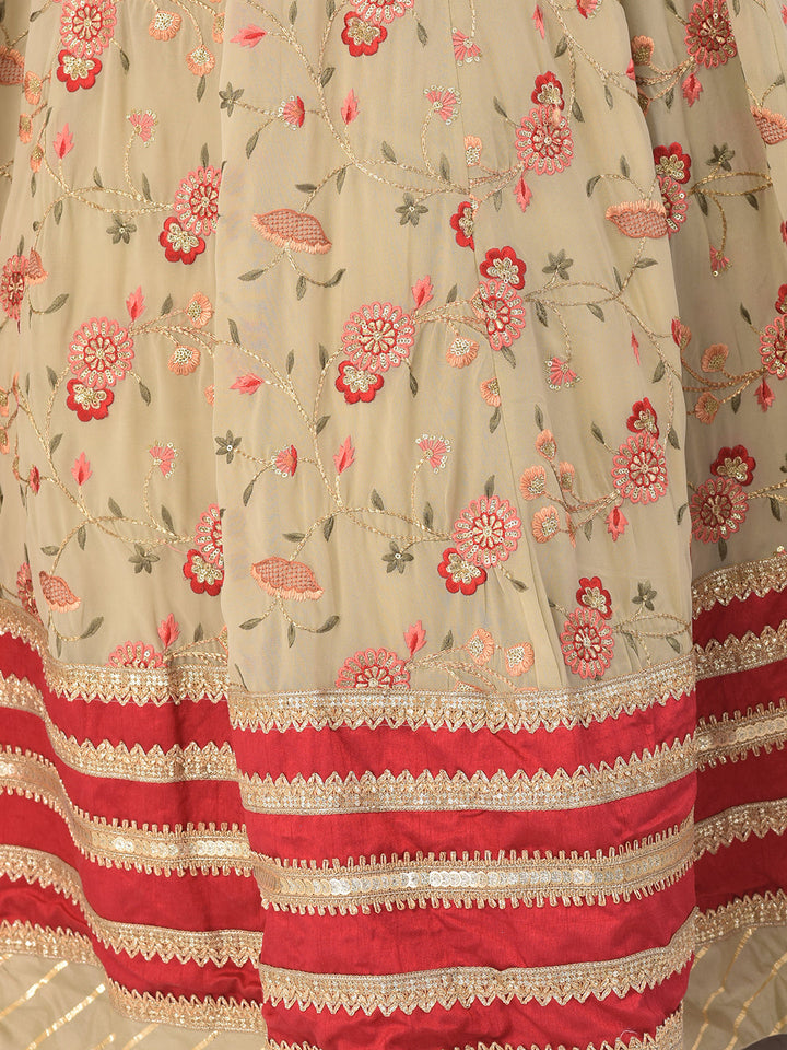 Neerus Orange georgette maxi gown - detail view 3