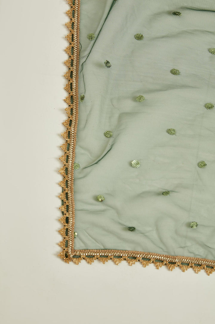 Neerus Green georgette embroidered gown - detail view 2