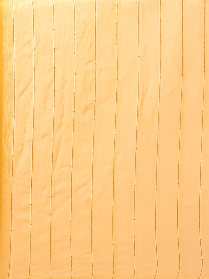 Mustard Muslin Straight three piece hand embroidered suit set