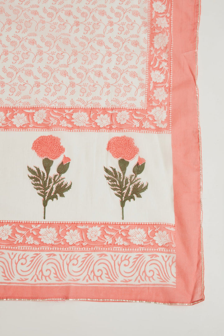 Neerus Pink printed sharara set with dupatta - detail view 4