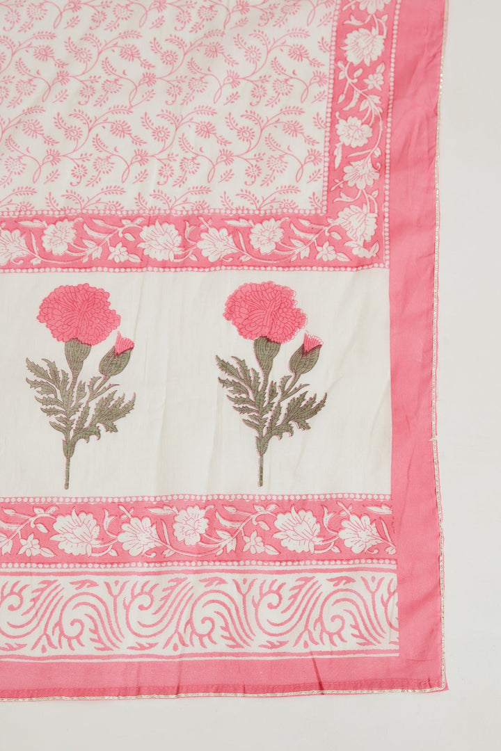 Neerus Pink embroidered sharara set ethnic motifs - detail view 4