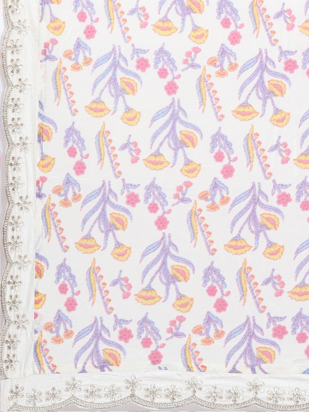 Neerus Beige embroidered kurta set with trouser and dupatta - detail view 4