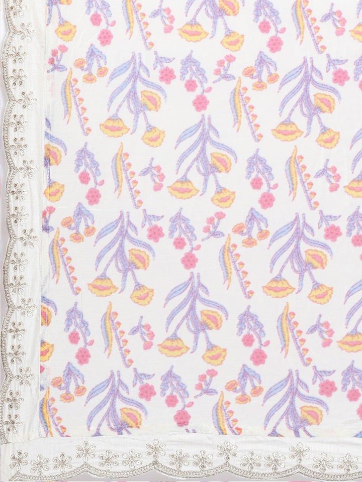 Neerus Beige embroidered kurta set with trouser and dupatta - detail view 4