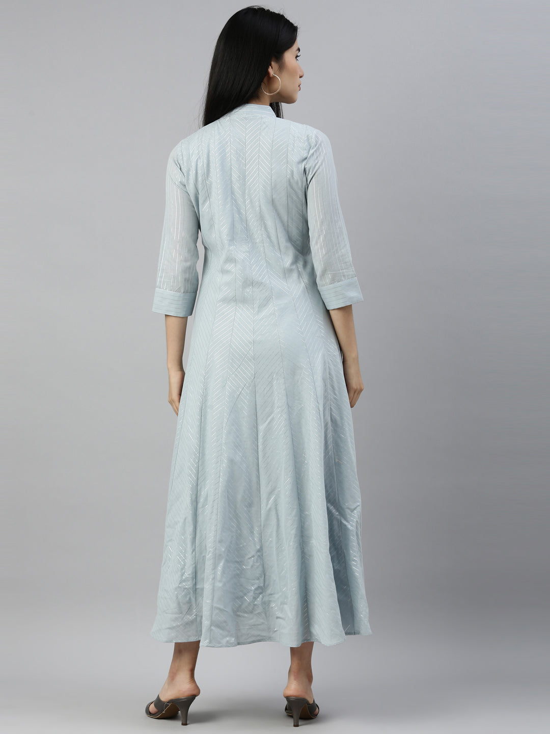 Neerus Grey woven straight kurti - detail view 2