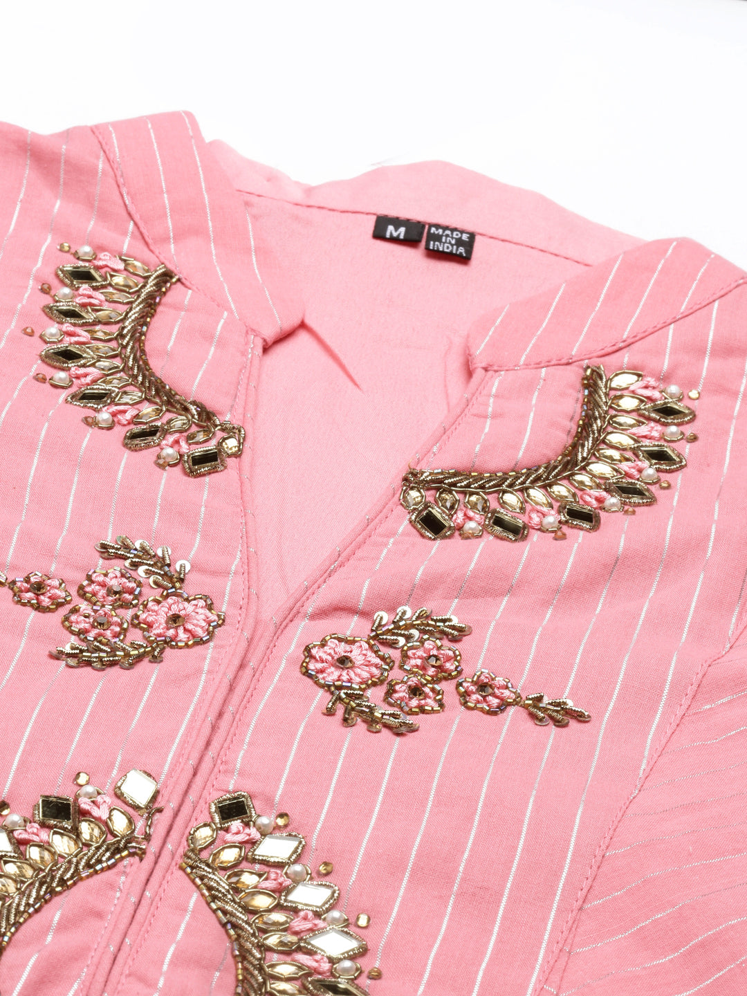 Neerus Pink polyester woven kurti - back view