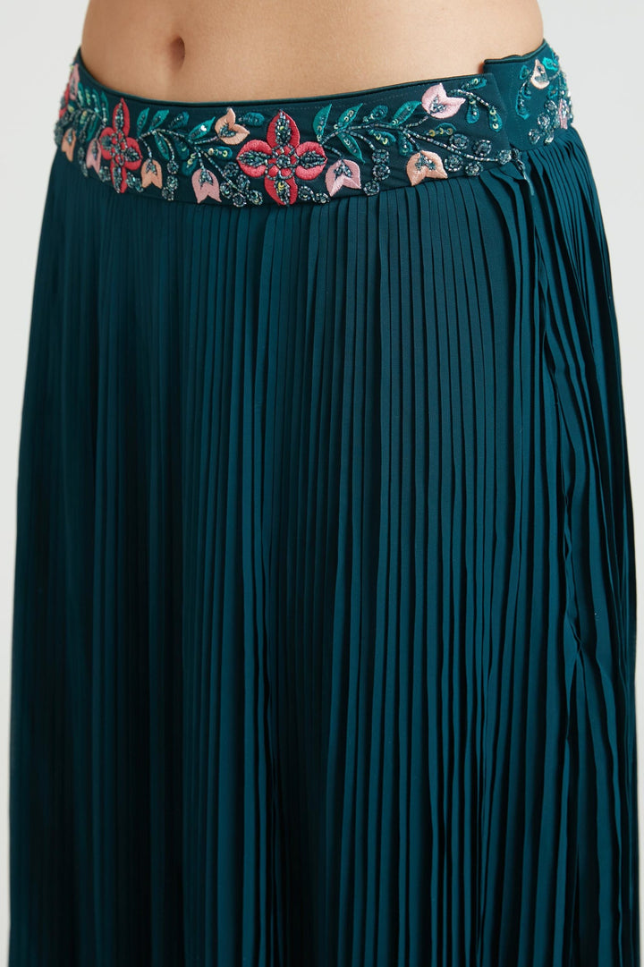 Neerus Blue Georgette Printed Kurta Set - detail view 3