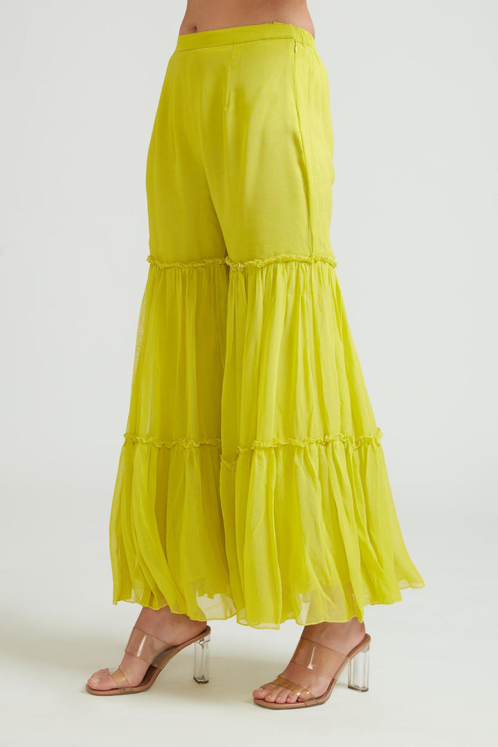 Neerus Yellow georgette embroidered anarkali suit set - detail view 2