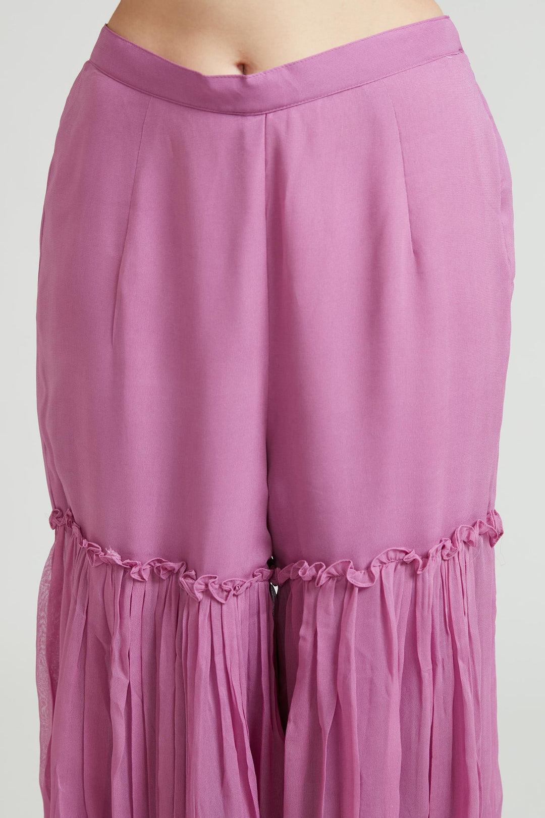 Neerus Purple georgette embroidered anarkali suit set - detail view 2