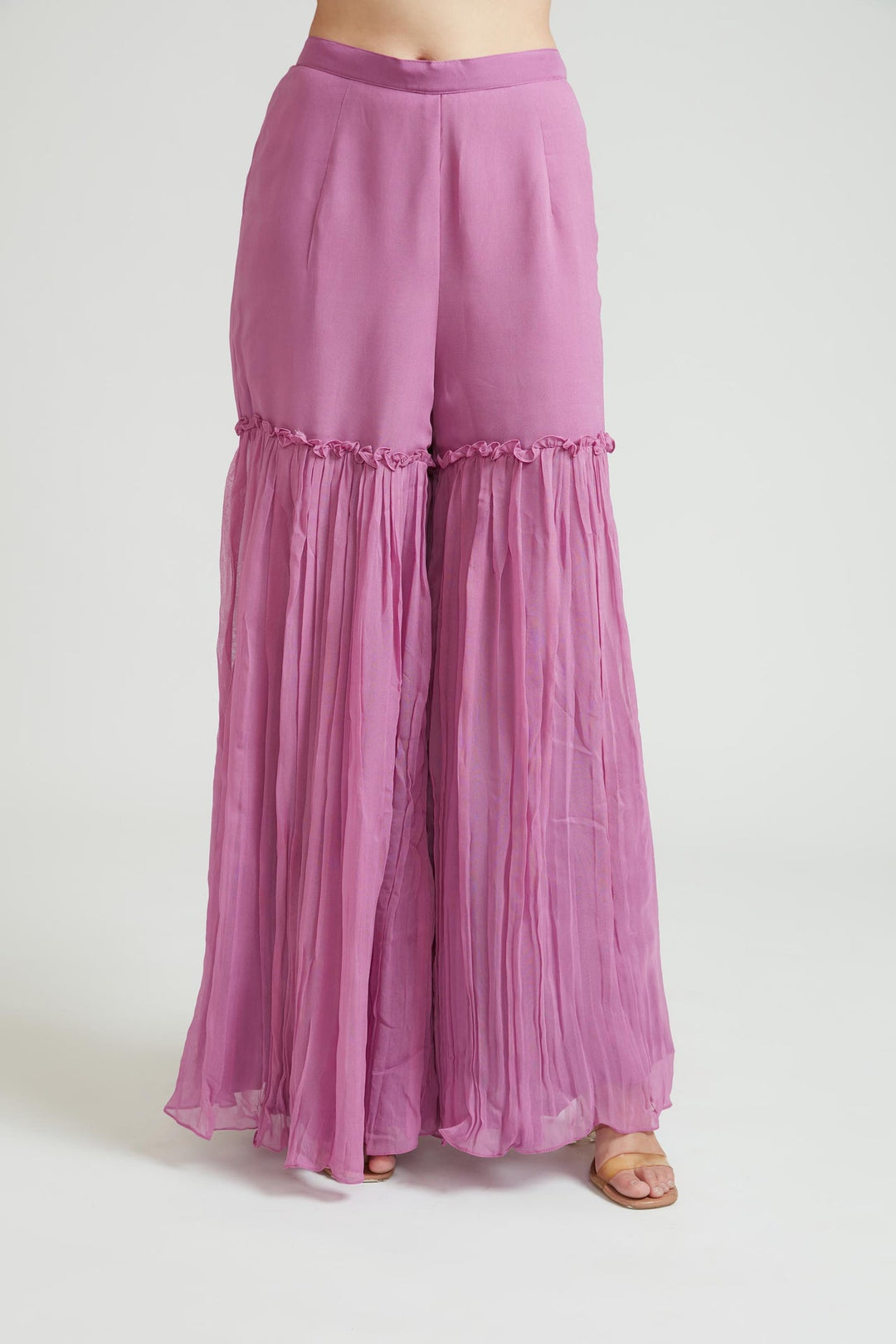 Neerus Purple georgette embroidered anarkali suit set - detail view 3