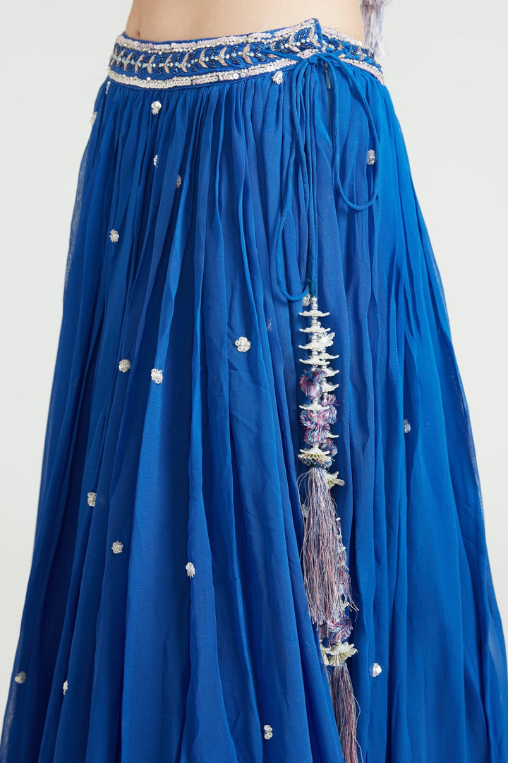 Neerus Blue Georgette Embellished Lehenga Choli - detail view 2