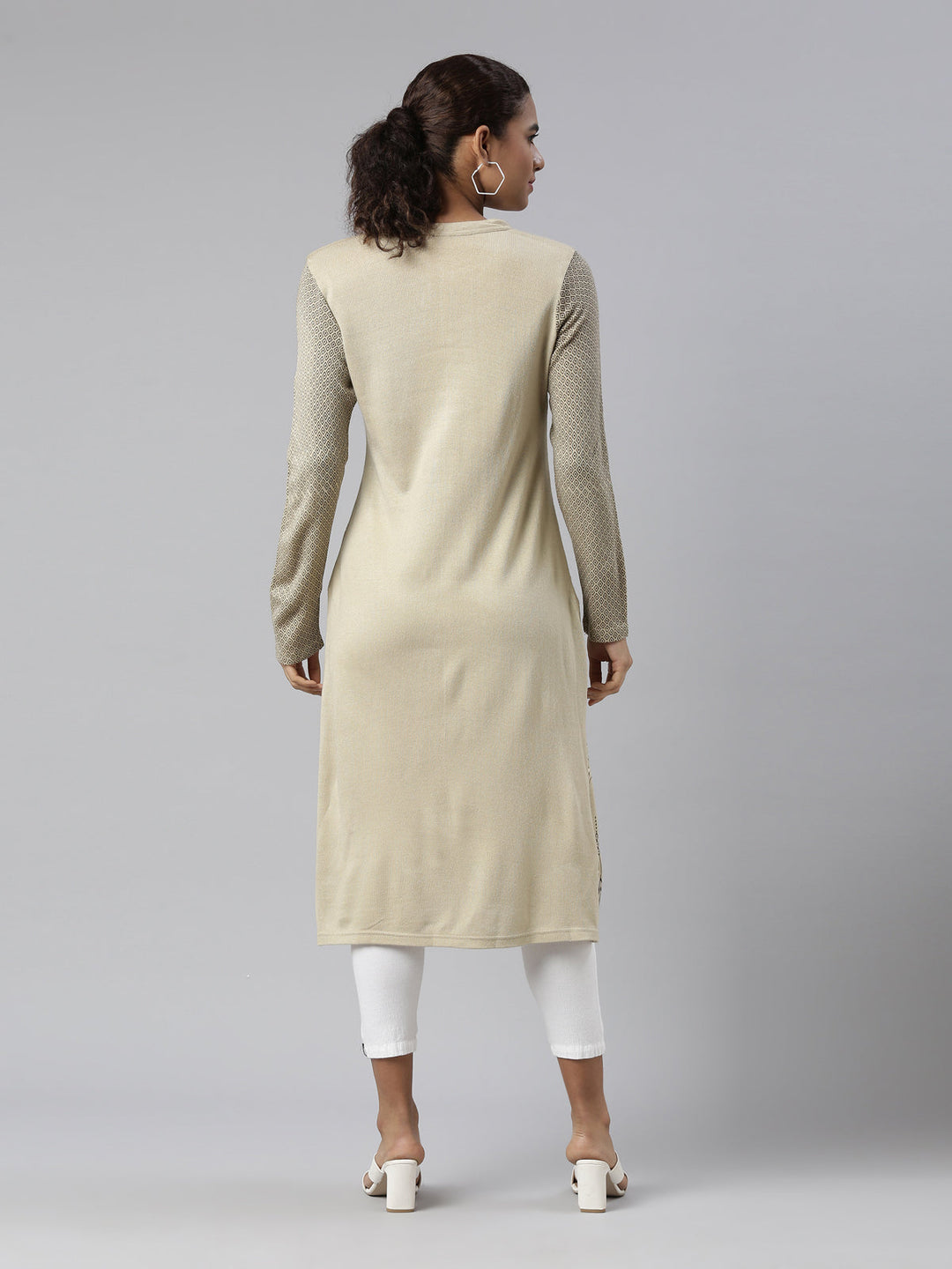 Neerus Brown acrylic printed kurti - side view
