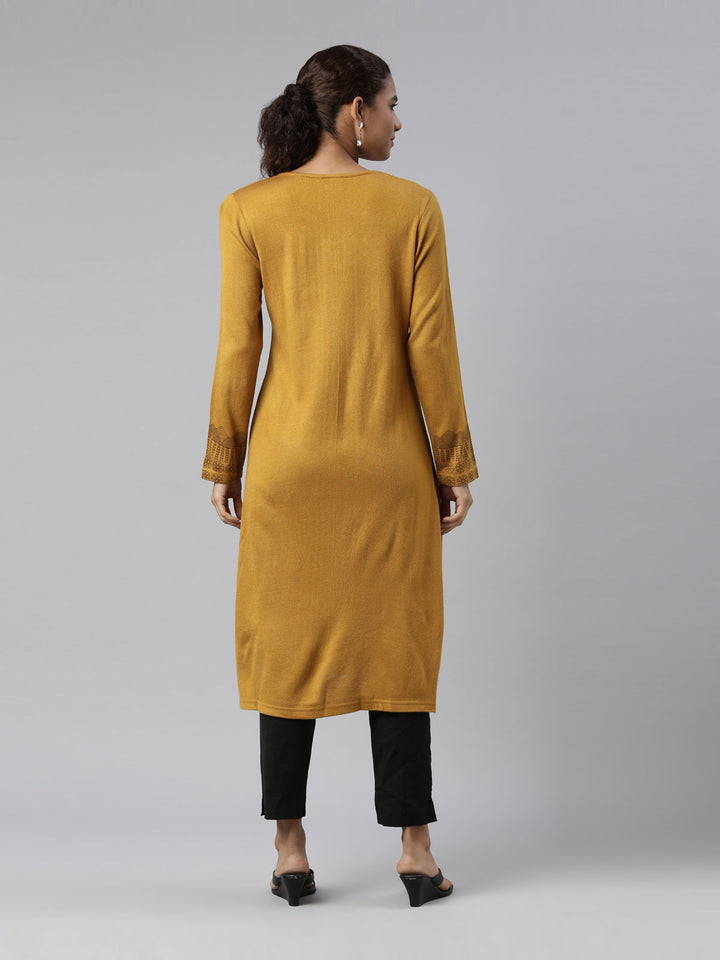 Neerus Yellow acrylic printed kurti - detail view 1