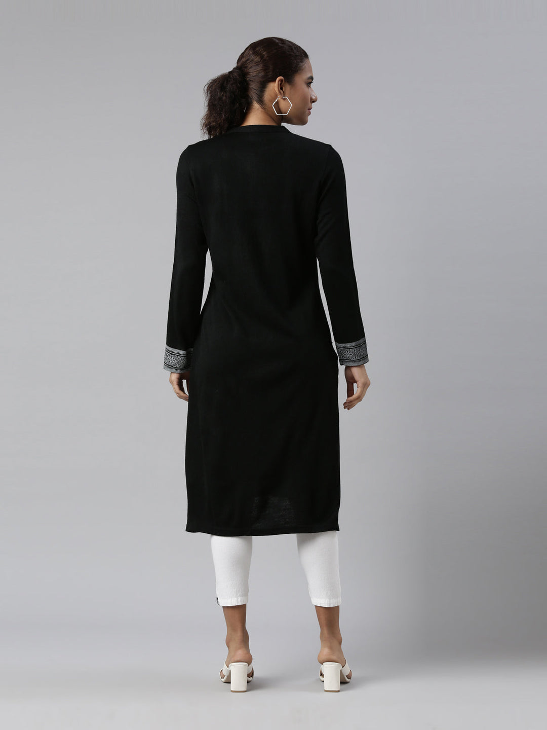 Neerus Black acrylic printed kurti - side view