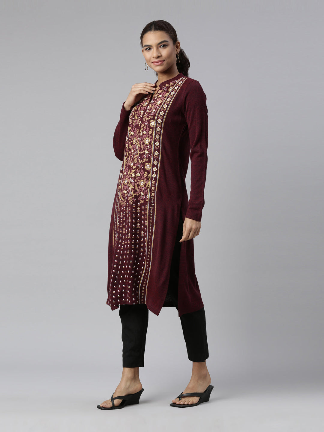 Neerus Pink acrylic thread embroidered kurti - back view