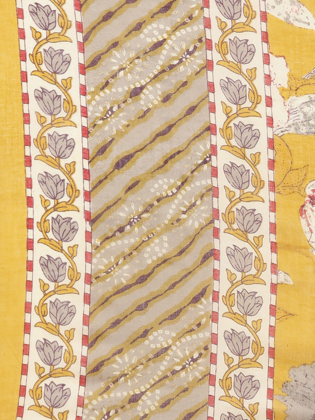 Neerus Yellow cotton printed suit set - detail view 4